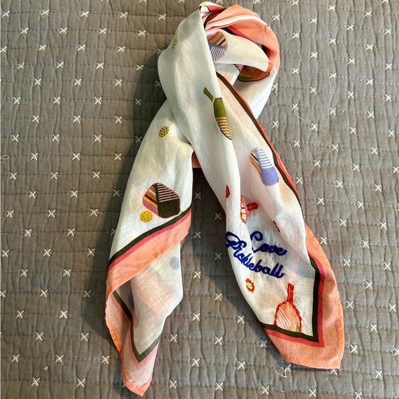 (Bundle 2 for $20) Joie Embroidered Peach and Cream Cotton Scarf - Pickleball - Picture 4 of 4